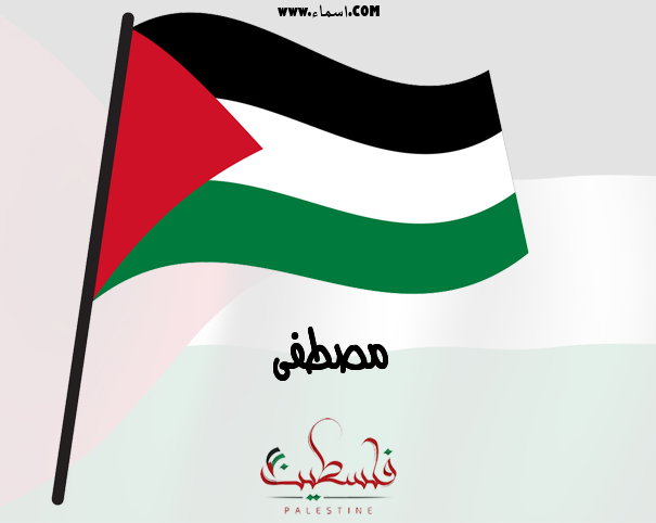 إسم مصطفى مكتوب على علم فلسطين